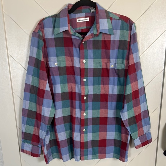 Pierre Cardin Men’s Button Down Checkered Shirt - Picture 1 of 7
